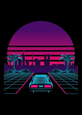 Vaporwave Retro Gaming Car