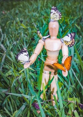 Manikin with butterflies