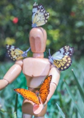 Manikin with butterflies