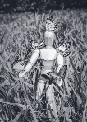 Manikin with butterflies