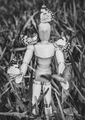 Manikin with butterflies