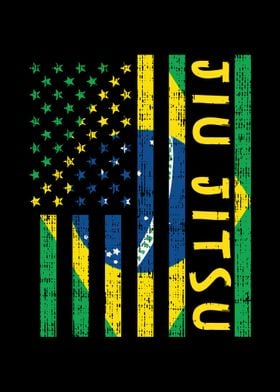 US Brazil Flag Jiu Jitsu