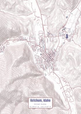 Ketchum Idaho Map USA Flag