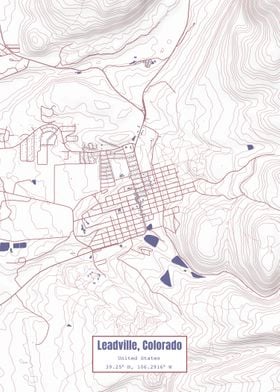 Leadville CO Map USA Flag 