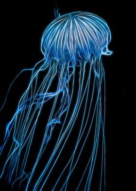 Neon Blue Jellyfish