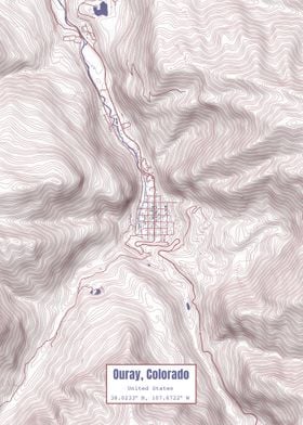 Ouray CO Map USA Flag