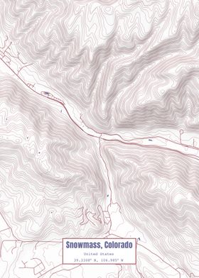 Snowmass CO Map USA Flag