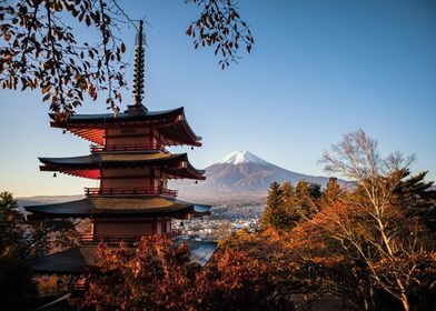 Sunrise Pagoda Mt Fuji