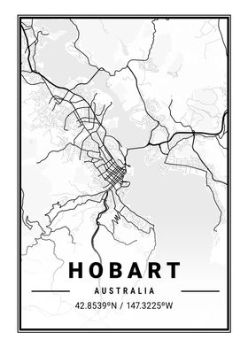 Hobart Light City Map
