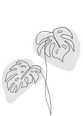 Monstera Leaf Line Art