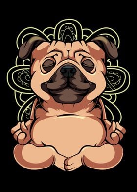 Pug Yoga Mandala Funny Spi