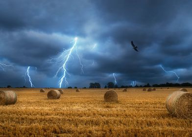 Lightning storm over hay b