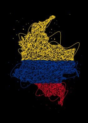 Colombia Map Flag Drawing