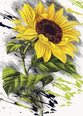 sun flowers watercolor 