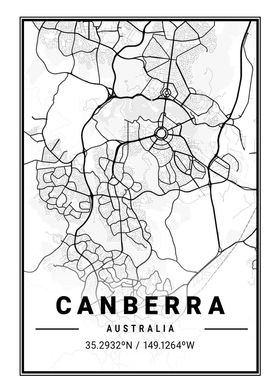 Canberra Light City Map
