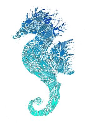Blue Mandala Seahorse
