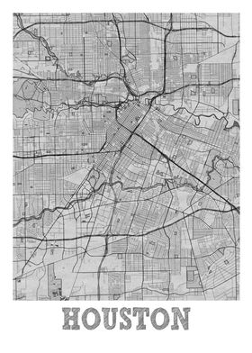 Houston Pencil Street Map