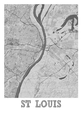 St Louis Pencil Street Map