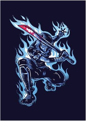 Ninja Blue Sword Fighter