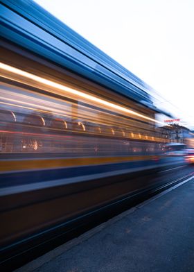 Long exposure train city 