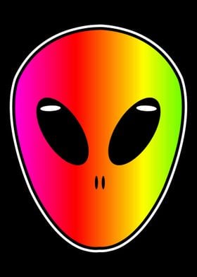 Alien Head Rainbow Neon