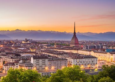 Torino at sunset Italy