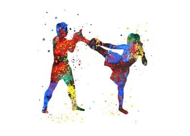 Man and woman muay thai 