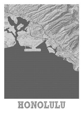 Honolulu Pencil Street Map