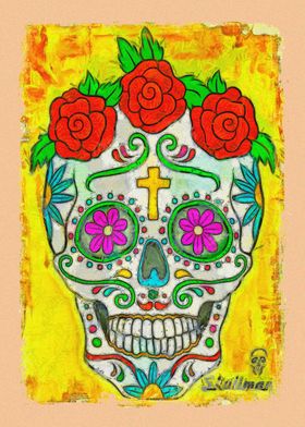 Colored Sugar Skull Art