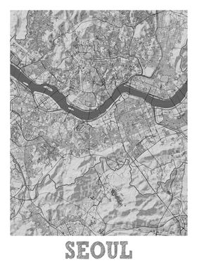 Seoul Pencil Street Map