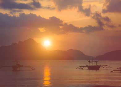 Sunset At El Nido Banca Bo