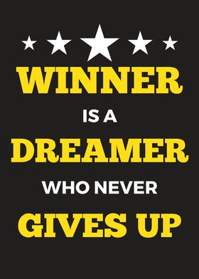 winner never give up quote