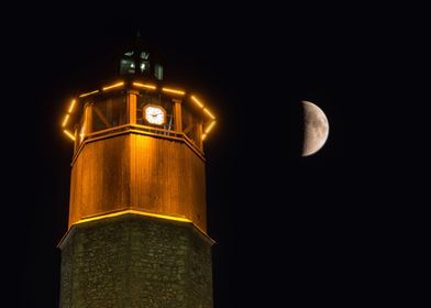 Clock Tower with the moon