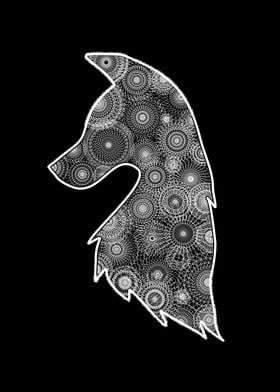 Wolf mandala monochrome