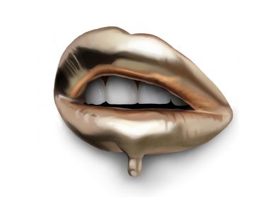 Gold dipping lips pop art