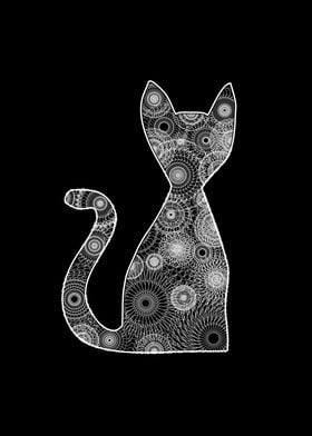 Cat mandala monochrome