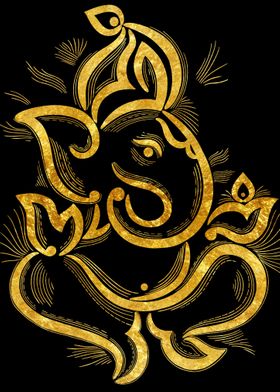 Ganesha Golden Outline