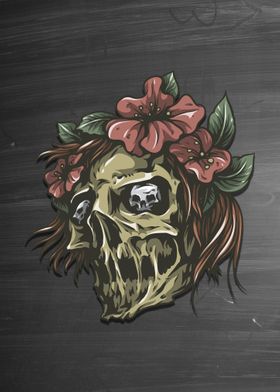 Skull Lady Flowers