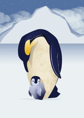 Emperor Penguin and Chick
