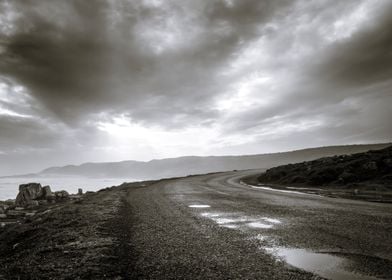 Tar road along coastline