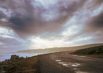 Tar road along coastline