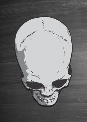 Skull Head Down Grinning