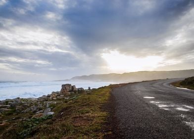 Tar road along coastline