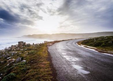 Tar road along coastline