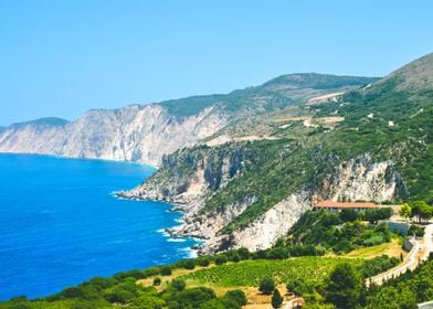 Cephalonia Shore Cliffs An