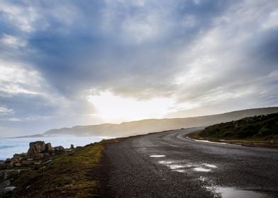 Tar road along coastline