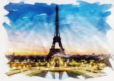 Paris France Watercolor