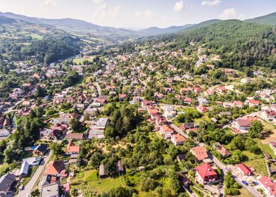 Aerial View Of Small Town 