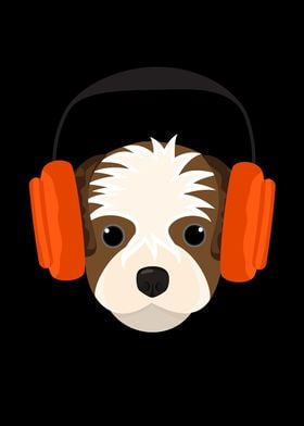 Dog With Headphones Puppy