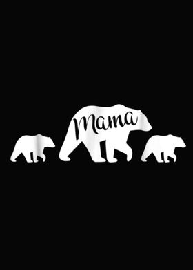 Mama Bear  With Two Cubs M